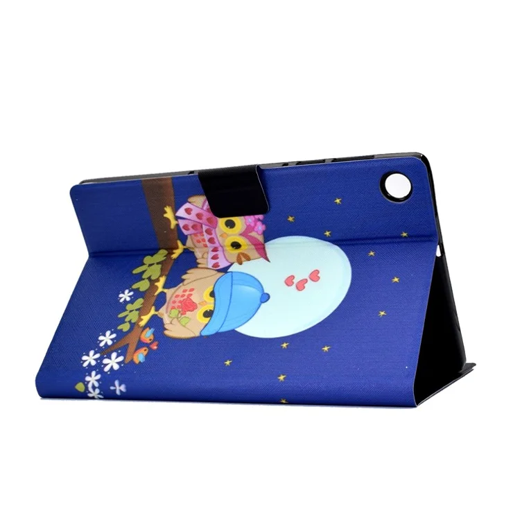 Pattern Printing Leather Stand Tablet Shell for Lenovo Tab M10 Plus TB-X606F - Couple Owls