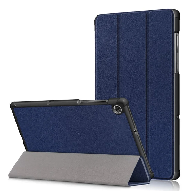 Tri-fold PU Leather Auto-wake/Sleep Smart Tablet Case for Lenovo Tab M10 HD Gen 2 TB-X306F / TB-X306X - Blue
