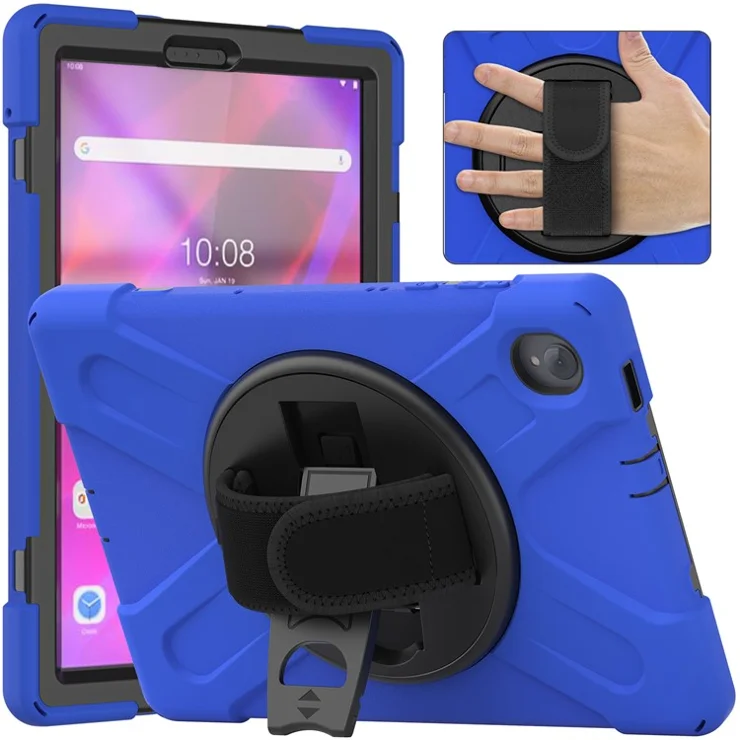 360° Swivel Kickstand PC + Silicone Case for Lenovo Tab M10 Plus (2020) / K10 (2021) TB-X606F / 606X / X6C6F / X6C6X / X6C6NBF - Blue