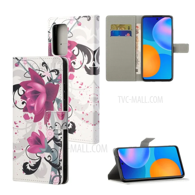 Stylish Pattern Printing Anti-Scratch Leather Protective Case with Wallet Stand for Motorola Edge 20 Pro - Flowers