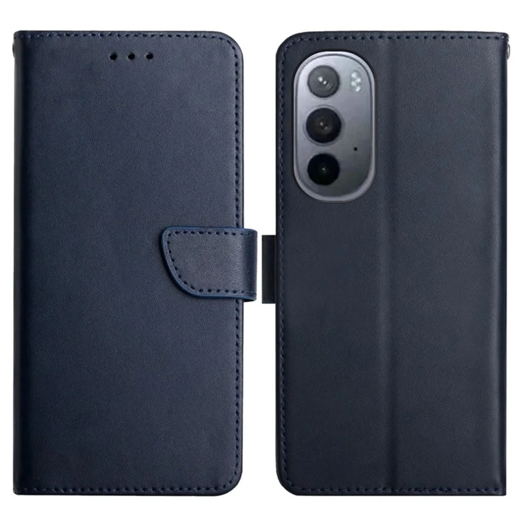 Nappa Texture Genuine Leather Magnetic Clasp Full Protection Phone Case with Wallet Stand for Motorola Edge X30 - Blue