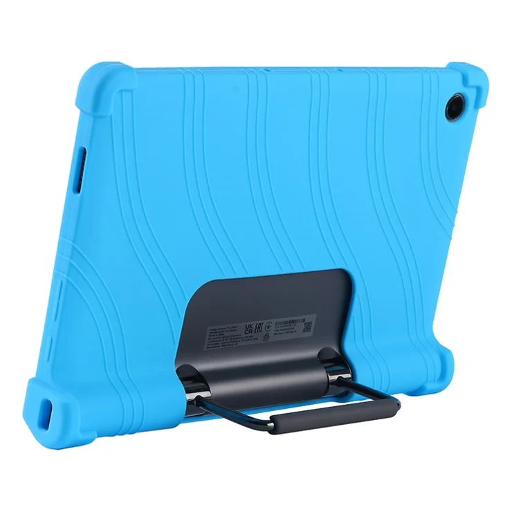For Lenovo Yoga Tab 11 Flexible Silicone Thickened Four Corners Anti-fall Tablet Case Cover with Foldable Kickstand - Green