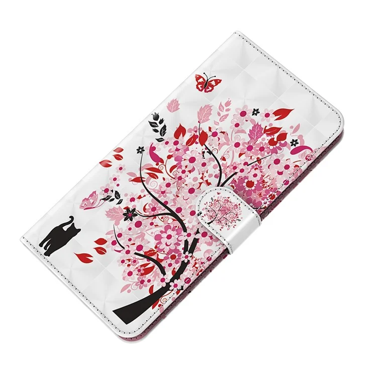 For Motorola Moto G22 / Moto E32s 4G PU Leather Wallet Flip Cover Magnetic Closure Stand Folio 3D Creative Pattern Printing Phone Case with Strap - Wish Tree