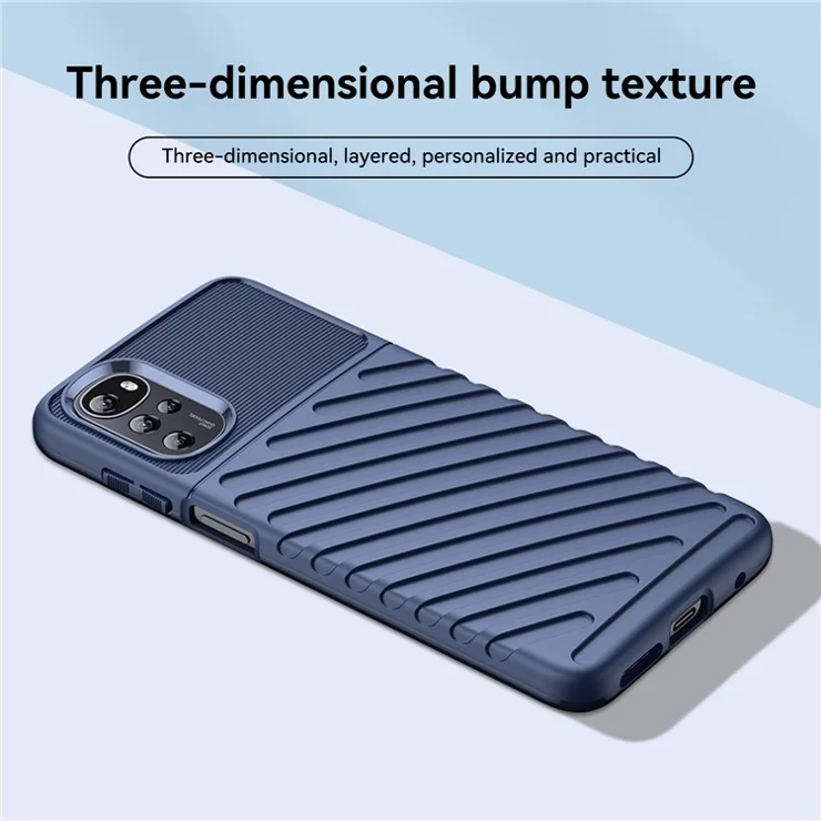 For Motorola Moto G22 / E32 4G / E32S 4G Thunder Series Thickened Anti-drop TPU Case Twill Texture Phone Back Cover - Blue