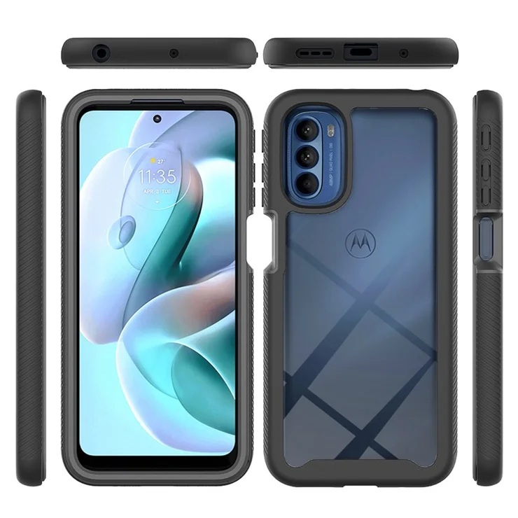 For Motorola Moto G31/G41 Hard PC + Soft TPU All-round Phone Case with PET Screen Protector - Baby Blue