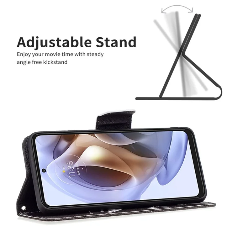 For Motorola Moto G31 / G41 Phone Case Pattern Printing PU Leather Wallet Stand Cover - Don't Touch My Phone