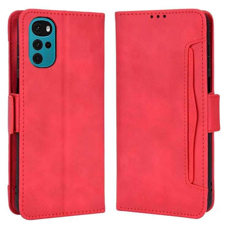 For Motorola Moto G22 4G / Moto E32s 4G Mobile Phone Shell, Shockproof Multiple Card Slots PU Leather Wallet Case Stand Cover - Red
