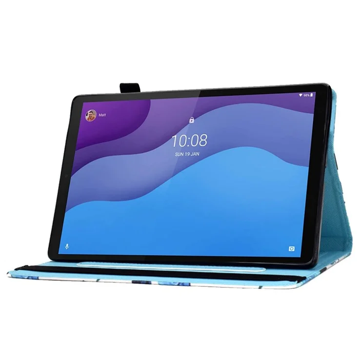 For Lenovo Tab M10 (Gen 3) TB-328FU / TB-328XU Pattern Printing Leather Stand Protective Case Card Slots Smart Cover with Elastic Band and Pencil Holder - Butterflies