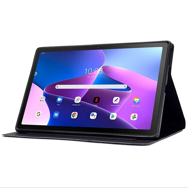 PU Leather Tablet Case for Lenovo Tab M10 (Gen 3) TB-328FU / TB-328XU, Pattern Printing Card Holder Shockproof Cover with Adjustable Stand - Giraffe with Glasses