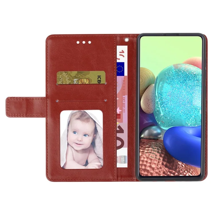 Shockproof Phone Case For Oppo A57 4G / A57s 4G / A57 (2022) 5G / A77 5G / 4G / Realme Narzo 50 5G, HT01 Wallet Stand Imprinted Y-Shaped Lines PU Leather Cover with Strap - Brown