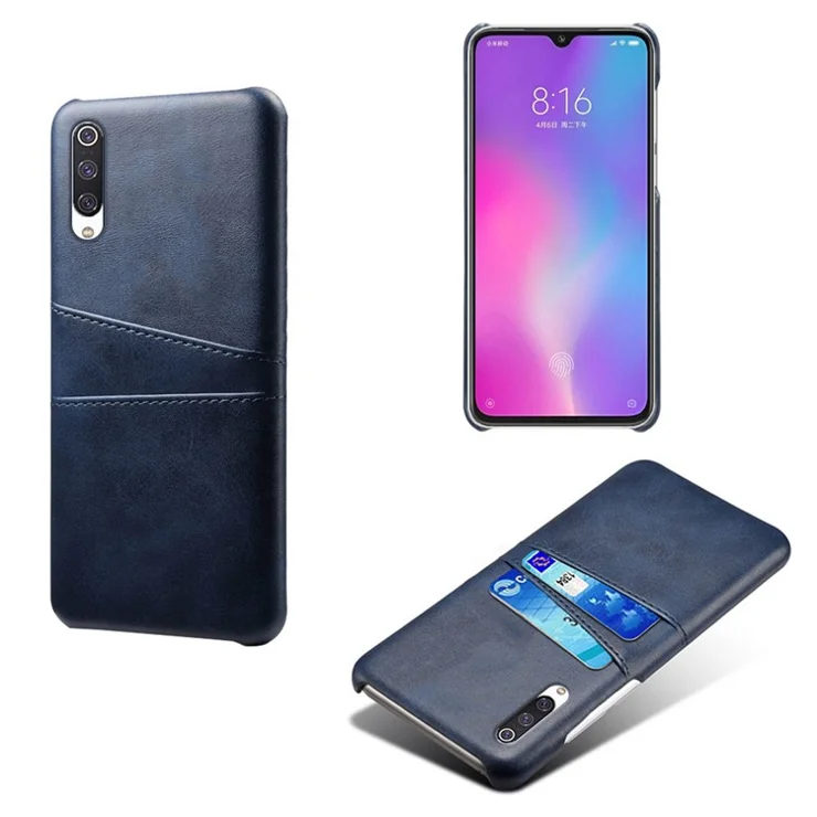 KSQ Double Card Slots PU Leather Coated PC Case Xiaomi Mi CC9 / Mi CC9 Meitu Edition/ Mi 9 Lite - Blue