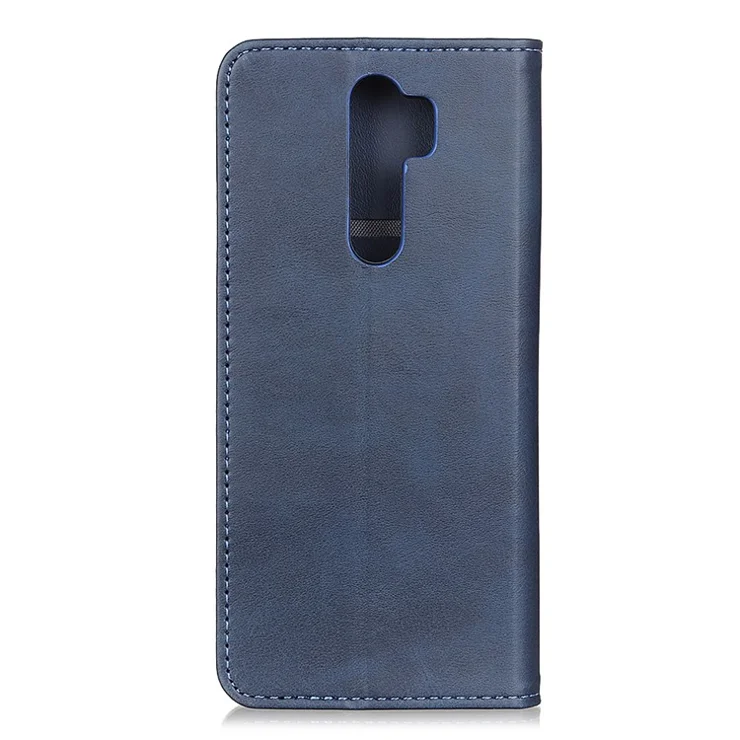 Auto-absorbed Split Leather Wallet Casing Cover for Xiaomi Redmi Note 8 Pro - Dark Blue