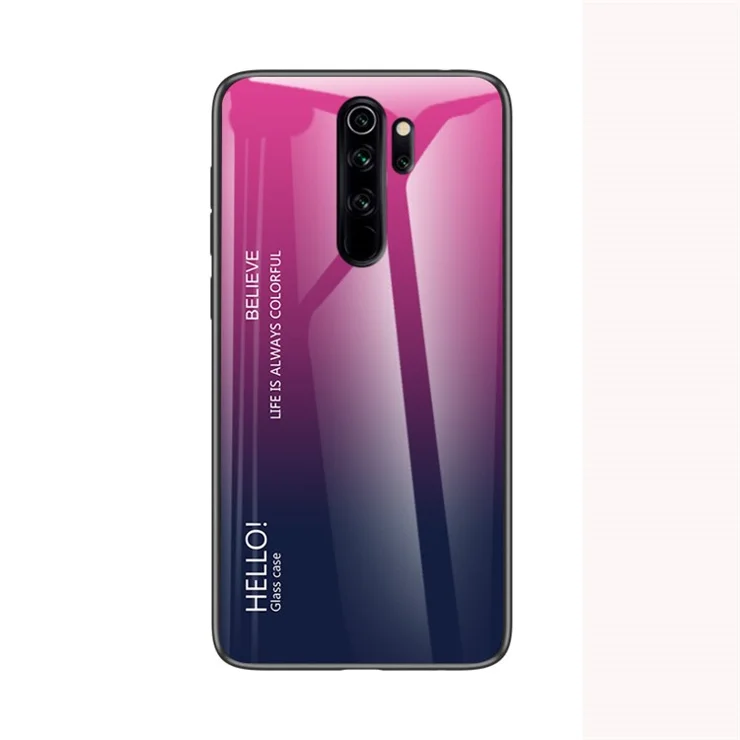 For Xiaomi Redmi Note 8 Pro Gradient Color Cover Tempered Glass + PC + TPU Hybrid Protective Case - Rose