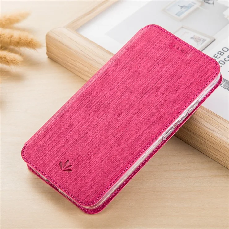 VILI DMX Cross Texture PU Leather Stand Case with Card Slot for Xiaomi Redmi Note 8 Pro - Rose