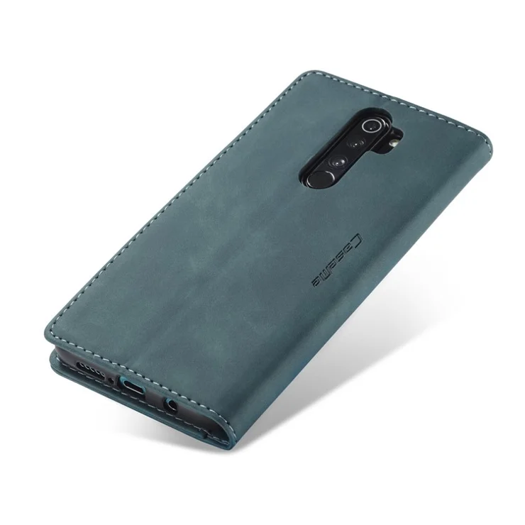 CASEME 013 Series Auto-absorbed Leather Wallet Stand Case Phone Shell for Xiaomi Redmi Note 8 Pro - Blue