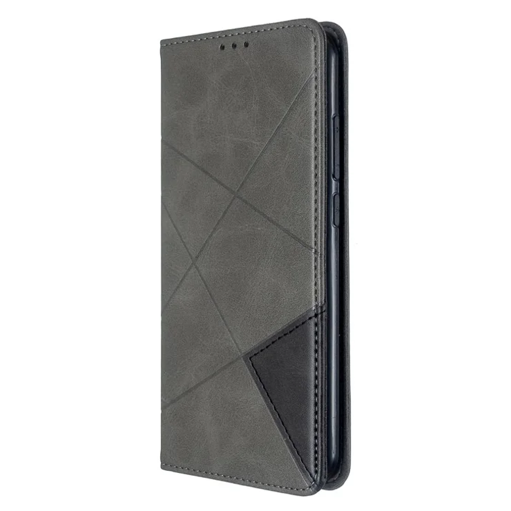 Geometric Pattern Stand Leather Card Holder Case for Xiaomi Redmi Note 8T - Grey