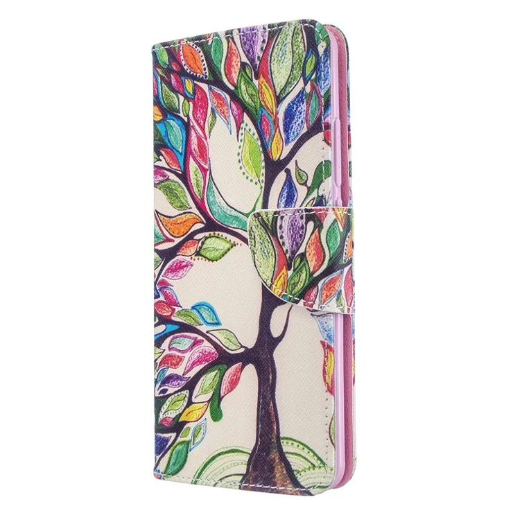 Pattern Printing Leather Wallet Case for Xiaomi Mi CC9 Pro / Mi Note 10 / Mi Note 10 Pro - Colorized Tree