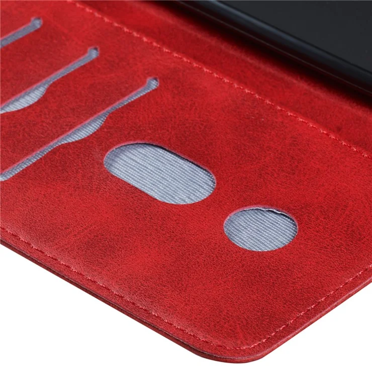 For Xiaomi Redmi Note 8T PU Leather Cases with Zipper Pocket Wallet Phone Cover Stand - Red