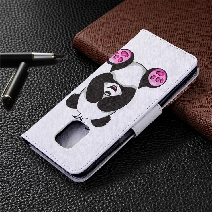 Pattern Printing Wallet Stand Flip Leather Phone Case for Xiaomi Redmi Note 9S/Note 9 Pro/Note 9 Pro Max - Baby Panda