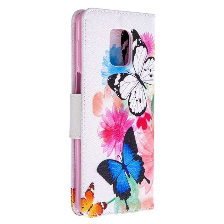 Pattern Printing Leather Wallet Protective Case for Xiaomi Redmi Note 9 Pro Max/Note 9 Pro/Note 9S - Butterflies