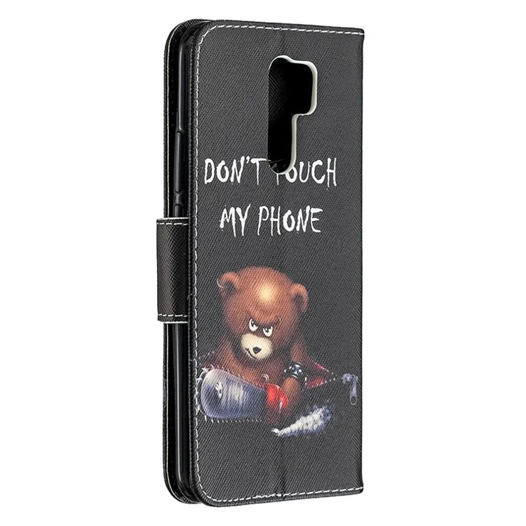 Printing Skin Leather Cell Phone Shell for Xiaomi Redmi 9 - Bear