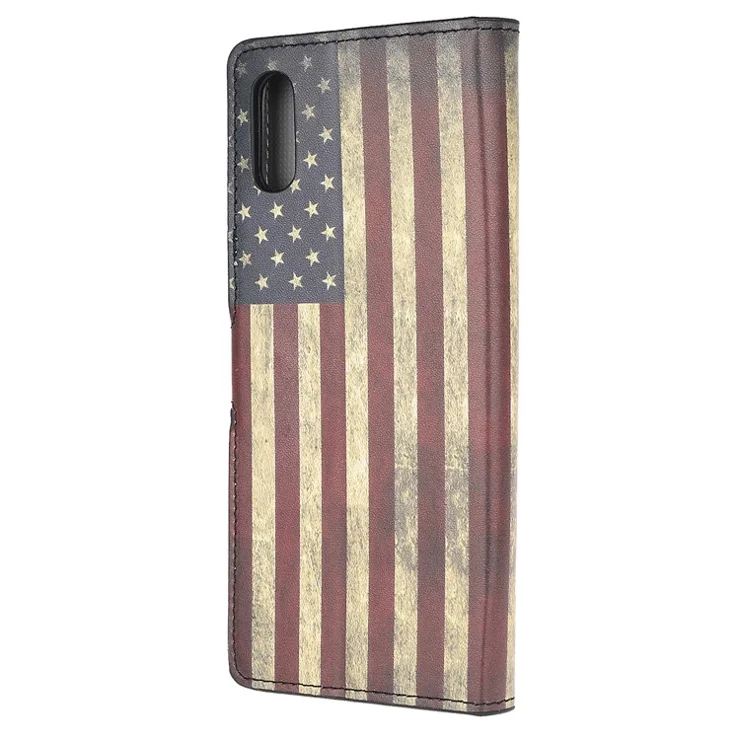 Pattern Printing Magnetic Leather Stand Case for Xiaomi Redmi 9A - Retro American Flag