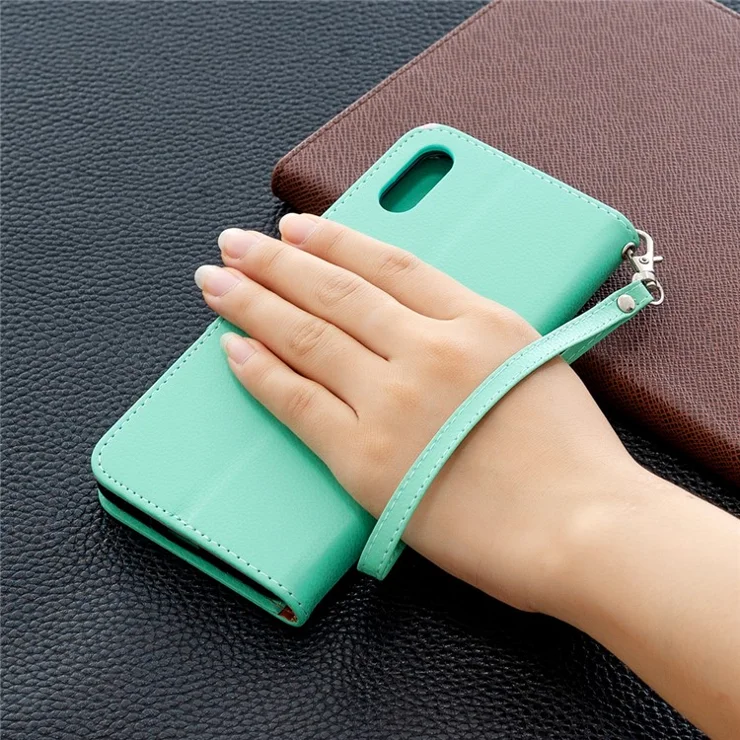 Litchi Skin with Wallet Leather with Stand Case for Xiaomi Redmi 9A - Green