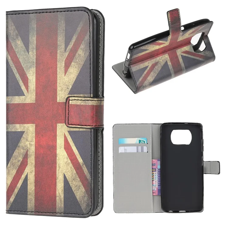 Pattern Printing PU Leather Wallet Stand Cover Case for Xiaomi Poco X3 NFC / Poco X3 - UK Flag
