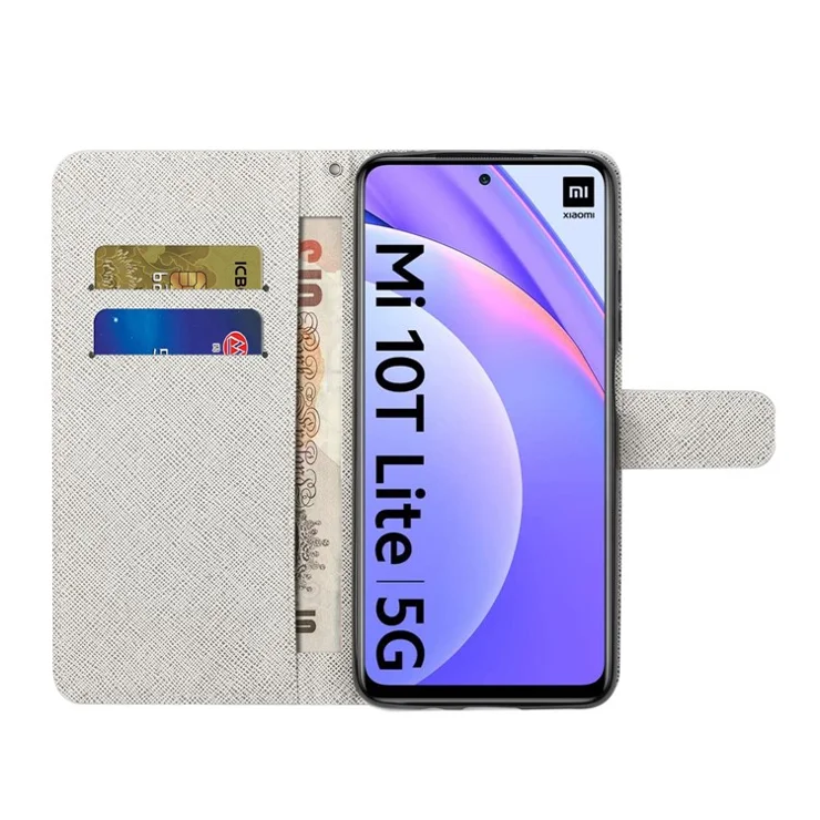 Cross Texture Pattern Printing Stand Shell for Xiaomi Mi 10T Lite 5G/Redmi Note 9 Pro 5G/Mi 10i 5G Wallet Leather Cover - Animal and Tree