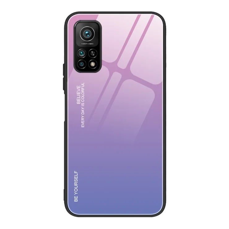 Gradient Pattern Painted Tempered Glass Cell Phone Case for Xiaomi Mi 10T 5G/Mi 10T Pro 5G / Redmi K30S - Pink/Purple