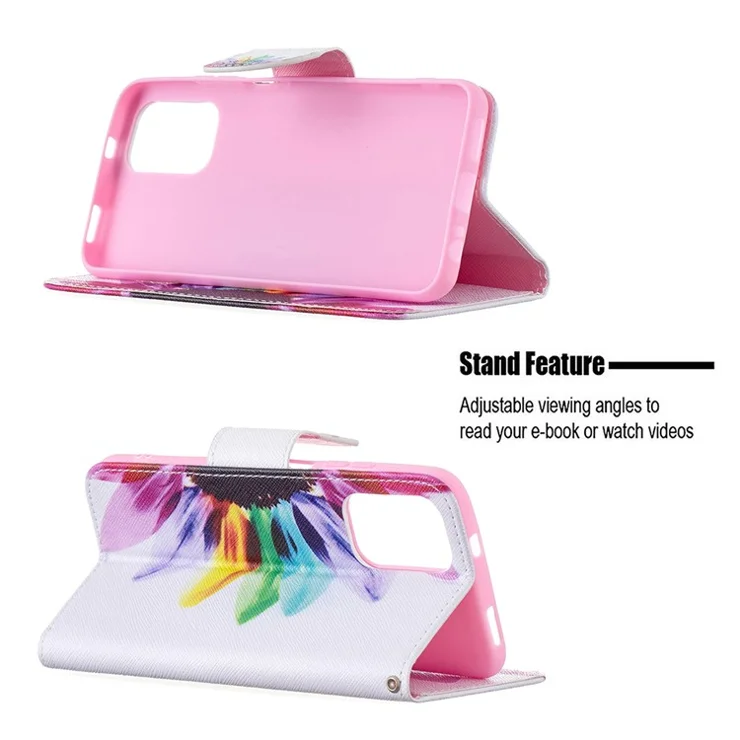 Pattern Printing Magnetic Closure Wallet PU Leather Stand Phone Case Shell for Xiaomi Redmi Note 10 4G / Note 10S / Poco M5s 4G - Sunflower