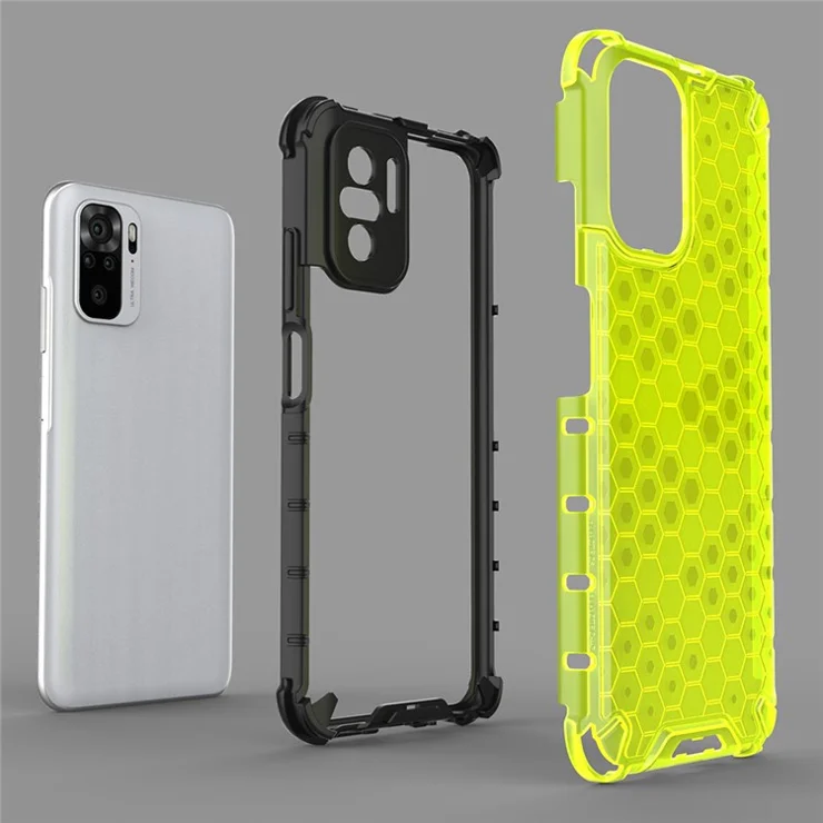 Honeycomb Pattern TPU + PC Hybrid Cover for Xiaomi Poco M5s 4G / Redmi Note 10 4G / Redmi Note 10S 4G - Green