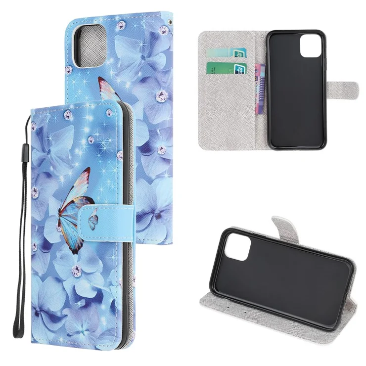 Cross Texture New Pattern Printing Leather Wallet Stand Case for Xiaomi Mi 11 Lite 4G / 5G / 11 Lite 5G NE - Butterfly and Flower