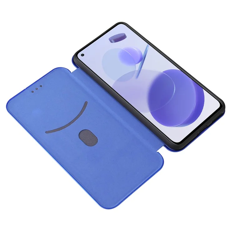 For Xiaomi Mi 11 Lite 4G/5G / 11 Lite 5G NE Carbon Fiber Texture Magnetic Auto-absorbed Leather Stand Phone Shell Case with Card Slot - Blue