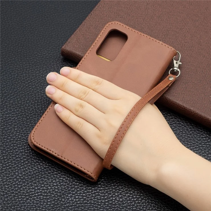 All-Inclusive Shockproof Stand Sheepskin Texture Wallet Flip Wallet Phone Cover for Xiaomi Redmi Note 10 5G / Poco M3 Pro 5G / 4G - Brown