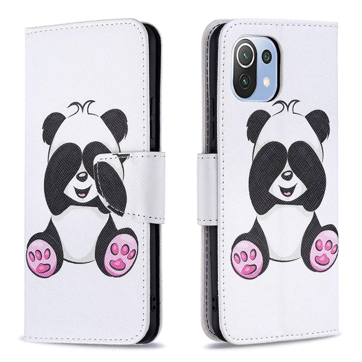 Stand Feature Printing Fashion Pattern Slim Flip Folio Protective Wallet Cover for Xiaomi Mi 11 Lite 4G / 5G / 11 Lite 5G NE - Panda
