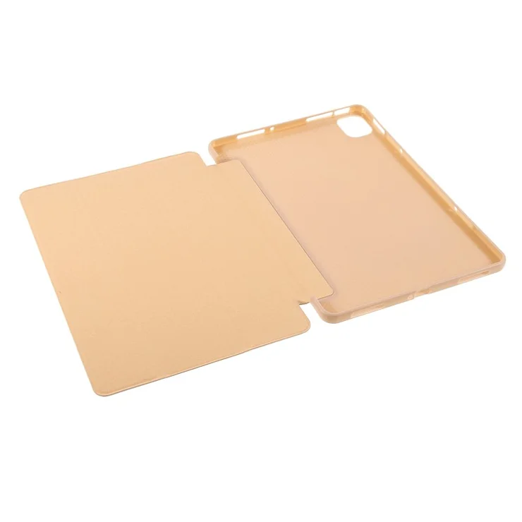 For Xiaomi Pad 5/ Pad 5 Pro Lightweight Slim PU Tablet Case Matte TPU Trifold Stand Cover with Auto Wake/Sleep - Gold