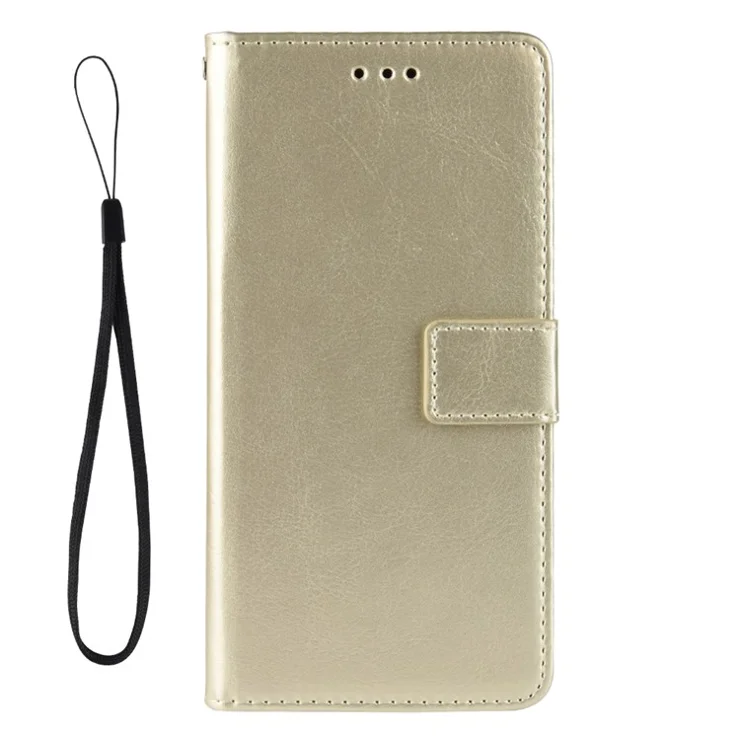 Crazy Horse PU Leather and TPU Wallet Phone Cover Protective Cellphone Case for Xiaomi 11T Pro / Xiaomi 11T - Gold