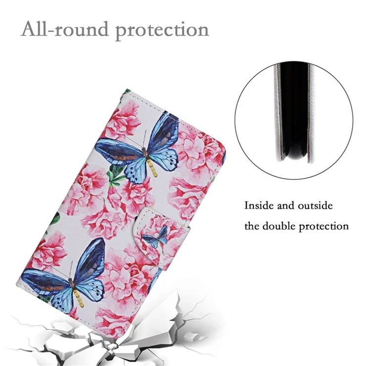 Pattern Printing Folio Flip Leather Phone Case Wallet Stand Cover with Wrist Strap for Xiaomi Redmi Note 10 Pro 5G (China)/Poco X3 GT - Dragonfly/Flowers
