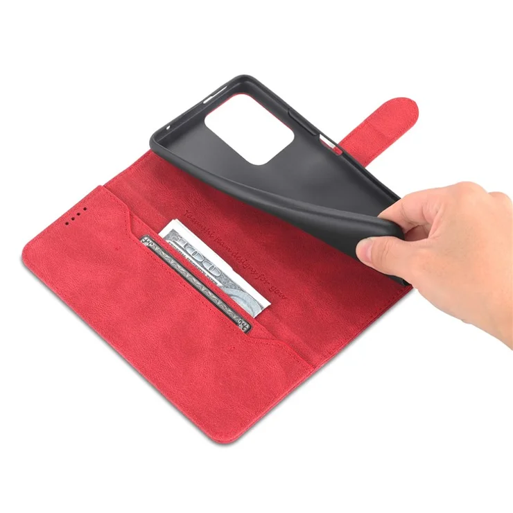 AZNS PU Leather Magnetic Clasp Phone Cover with Stand Wallet for Xiaomi 11T/11T Pro - Red