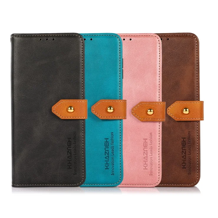 KHAZNEH Magnetic Golden Clasp PU Leather Cover Stand Wallet Flip Phone Case for Xiaomi Redmi Note 11 Pro 5G (China) (MediaTek)/11 Pro+ 5G - Rose Gold