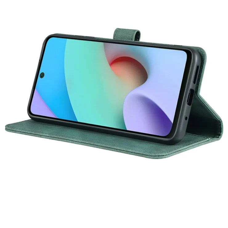 AZNS Wallet Stand Leather Case Folio Flip Phone Case Protector for Xiaomi Redmi Note 11 4G (MediaTek)/10 4G (2021)/10 2022 4G/10 Prime - Green