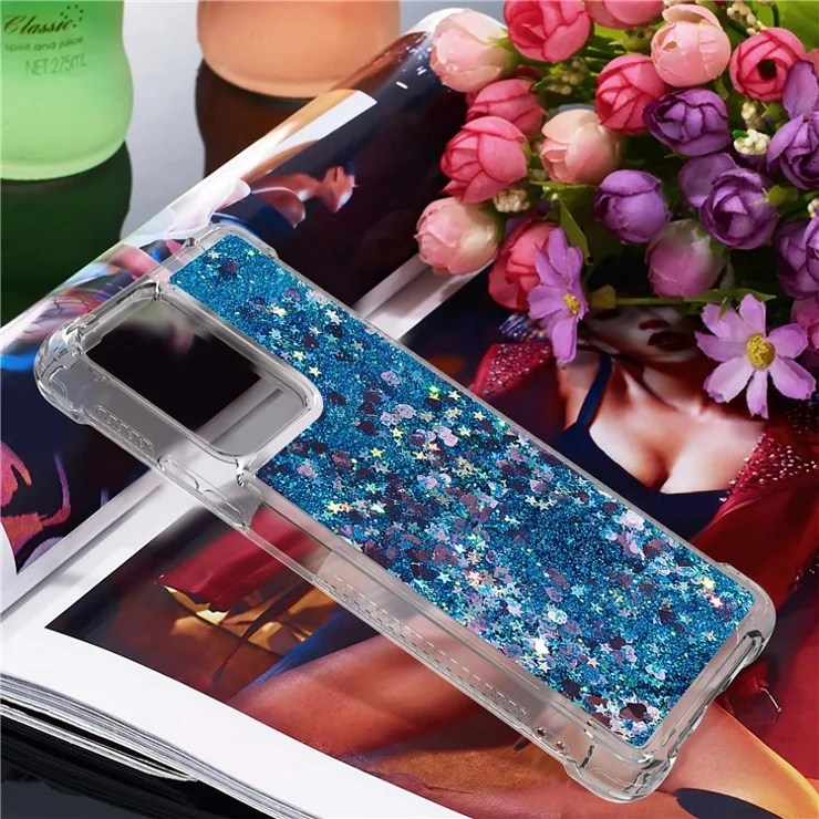 Colorful Quicksand Series Flowing Liquid Floating Soft TPU Phone Case for Xiaomi 11T / 11T Pro - Blue Hearts