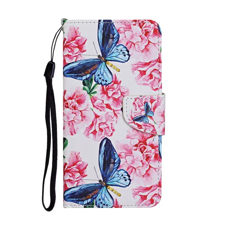 For Xiaomi Redmi Note 11 5G (China) (MediaTek)/Note 11T 5G/Note 11S 5G Cross Texture PU Leather Cover Pattern Printing Flip Wallet Stand Protective Phone Case with Strap - Butterflies and Flowers