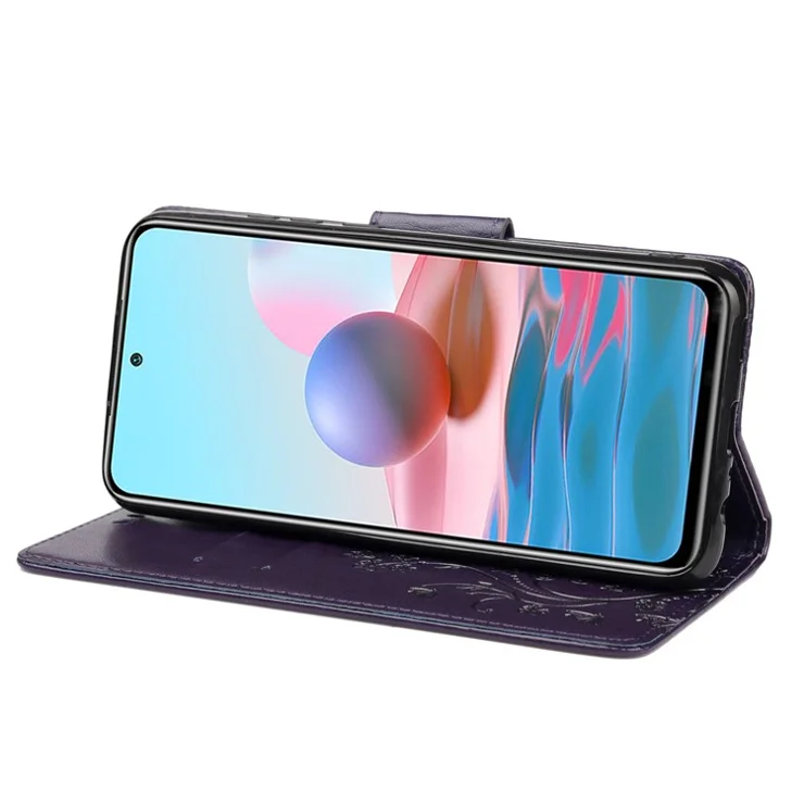 Imprinted Butterfly Flower Pattern PU Leather Magnetic Flip Cover Stand Feature Wallet Phone Case for Xiaomi Redmi Note 11 Pro 5G (China) (MediaTek)/Note 11 Pro+ 5G - Purple