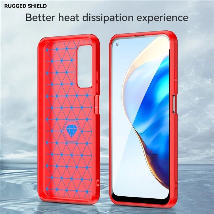 1.8mm Drop Resistant Carbon Fiber Brushed Texture TPU Back Case Mobile Phone Cover for Xiaomi Mi 10T 5G/10T Pro 5G/Redmi K30S - Red
