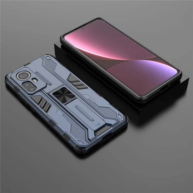 For Xiaomi 12 Pro 5G / 12S Pro 5G /12 Pro (Dimensity) 5G Drop-proof Anti-scratch Soft TPU Hard PC Phone Case Protective Cover with Kickstand - Blue