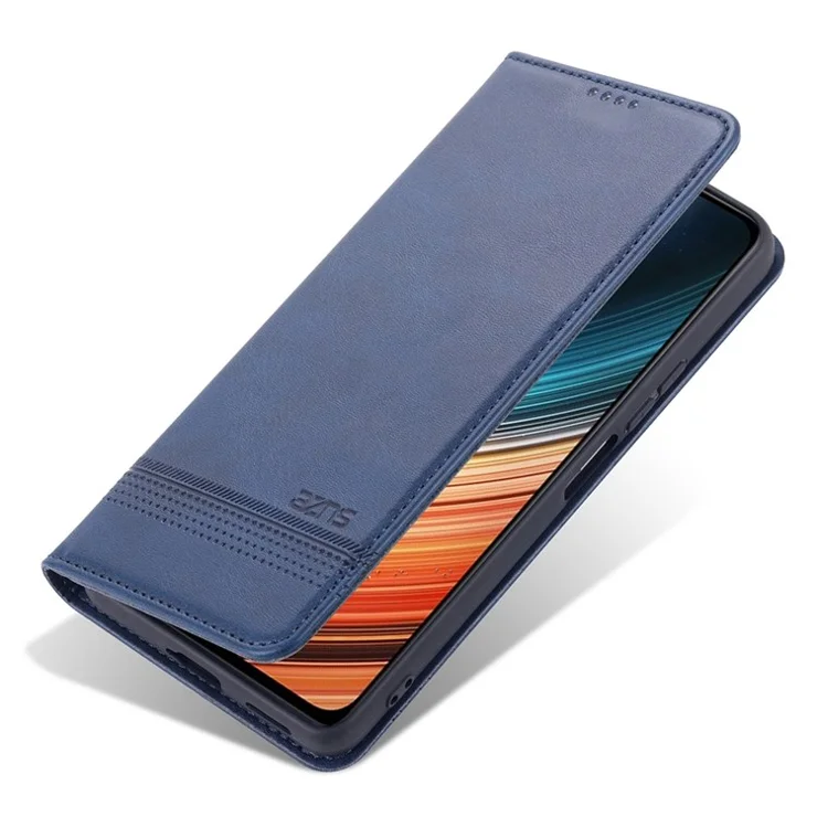 AZNS For Xiaomi Poco F4 5G / Redmi K40S 5G Wallet Phone Case Magnetic Auto-absorbed Textured PU Leather Stand Protective Phone Cover - Blue