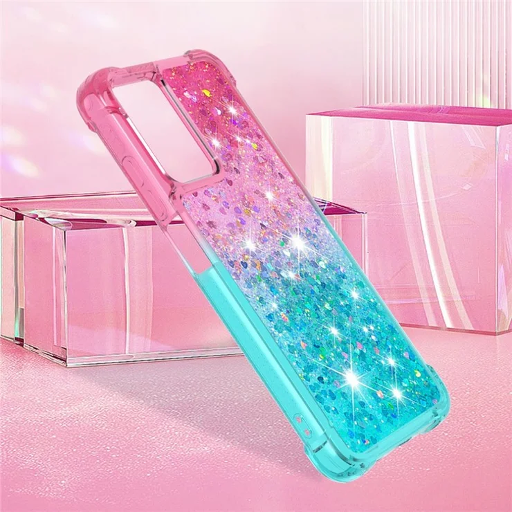 For Xiaomi Poco M4 5G / Redmi Note 11E 5G / Redmi 10 5G / Redmi 10 Prime+ 5G TPU Case Gradient Quicksand Phone Back Cover - Pink / Sky-Blue