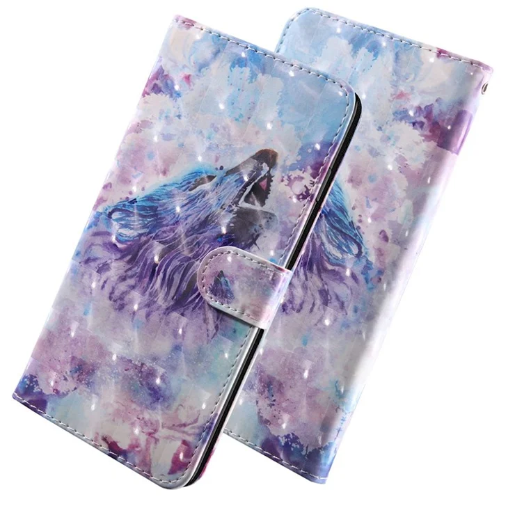 Creative Pattern Printing Case for Xiaomi Redmi 10C 4G Shockproof Phone Protector PU Leather Folio Flip Cover with Stand / Wallet - Wolf
